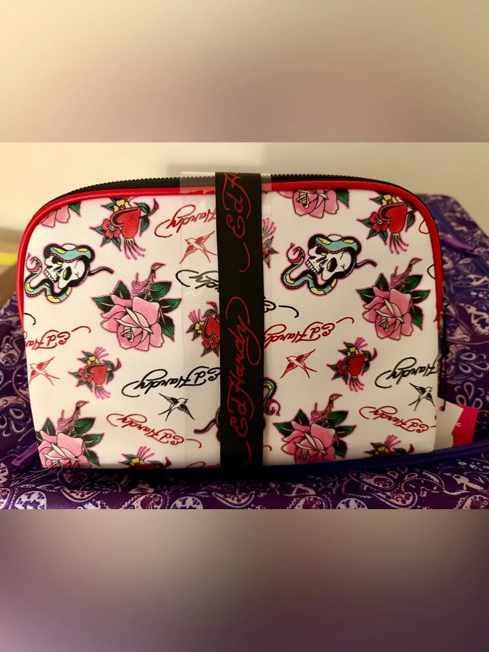 Ed Hardy Tattoo Graphic Cosmetic Bag Set NWT